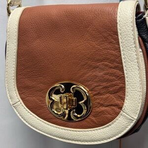 Elegant Emma Fox crossbody  Brown , Black and Cream Leather Bag